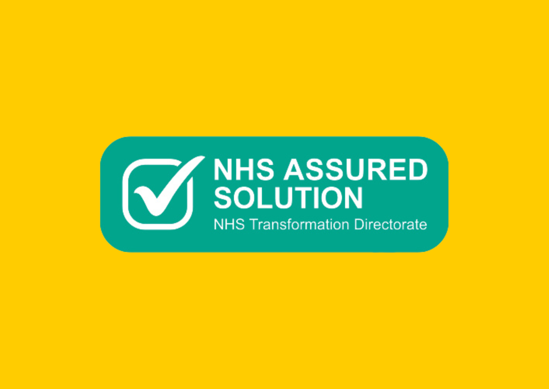 NHS assured solution logo on yellow background