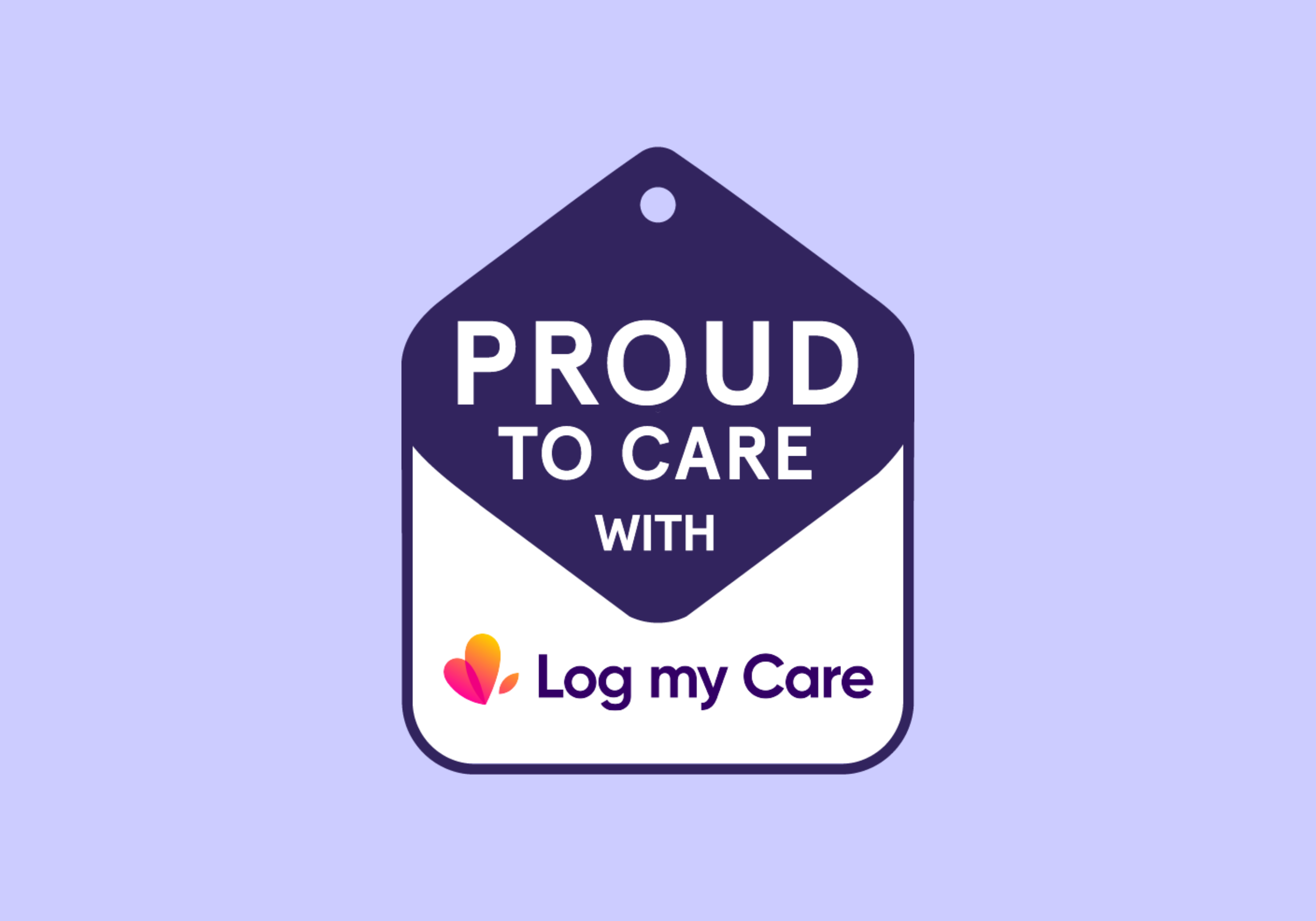 Proud to Care logo on purple background
