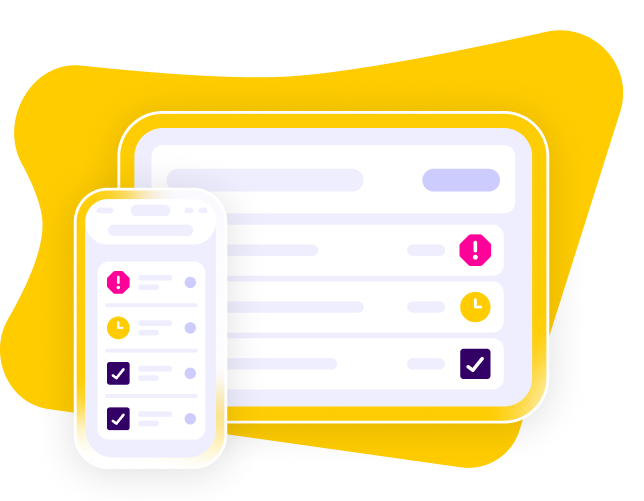 Care management software task management view with priority icons on desktop and mobile