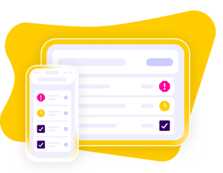 Care management software task management view with priority icons on desktop and mobile